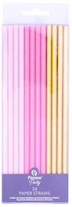 Paper Straws - Pink & Gold (24)