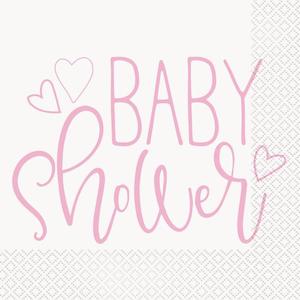 Baby Shower Napkins - Pink/White