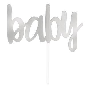 Baby Shower Cake Topper - Silver