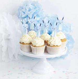 Bunny Tassel Cake Picks - Blue