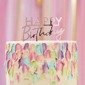 Cake Toppers: Pink Acrylic Cake Topper - Happy Birthday