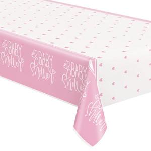 Baby Shower Tablecover - Pink/White