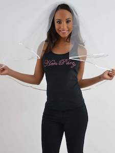 White Trim Hen Party Veil