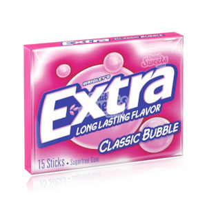 Wrigley's Extra Classic Bubble Chewing Gum 15 sticks