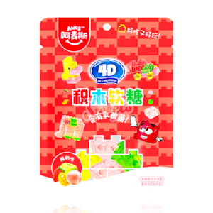 Amos 4D Building Blocks FRUIT & YOGURT Gummy Candy 28g