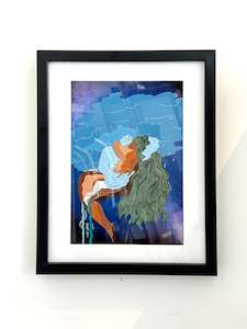 Māori Mermaid - Ranginui & Papatūānuku / Framed Art