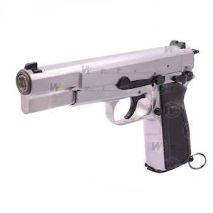 Hobby equipment and supply: WE - Browning Hi-Power MK3 Gas Blow Back Pistol - Silver