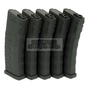 Hobby equipment and supply: G&G - 120R Mid-Cap Magazines for M4/M16 GR16 - Black - 5pcs