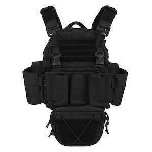 Vest Quick Release Plate Carrier Adjustable MOLLE Vest w/ Dump Sub Pouch - Black