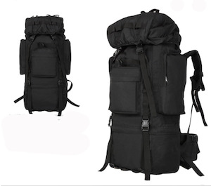 Hobby equipment and supply: Tactical Camping Backpack 90L  - Black