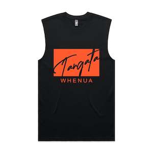 Tangata Whenua 2.0 Singlet (Black and Coral Orange)