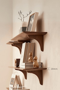 Solid Walnut Wood Wall-Mounted Floating Shelf