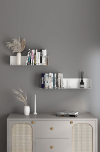 Alaric Floating Metal Book Shelf in White