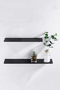 Wall-Mounted Floating Metal Shelf - Matt Black