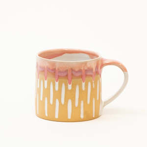 Etched Stoneware Mug - Natural & Pink