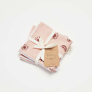 Gift: Over The Dandelions Wash Cloth Set Of 2 - Sunny Blush/Plum