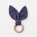 Over The Dandelions Organic Muslin Bunny Ears Teether Midnight