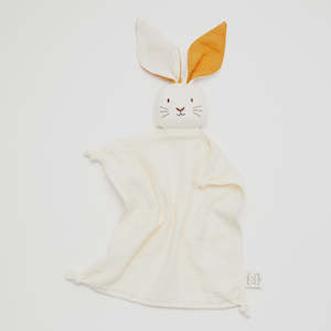 Over The Dandelions Organic Muslin Bunny Lovey - Milk With Saffron Ears