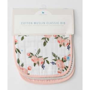 Little Unicorn Cotton Muslin Classic Bib 3pk - Watercolour Roses