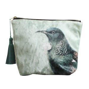 Velvet Cosmetic Bag - Hushed Green Tui Urban Stock New Zealand