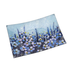 Homewares: Forget Me Not Fields Glassware Floral Decorative Plate - Large Rectangular Urban Stock New Zealand