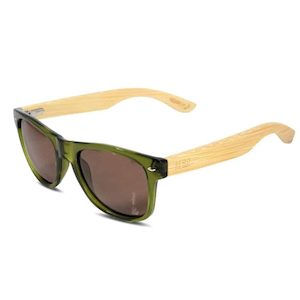 50/50s Sunglasses with Wood Arms - Olive Green Urban Stock New Zealand