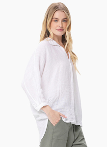 Suzy D Bonny Linen Button Back Shirt