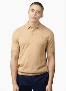 Ben Sherman Signature Short Sleeve Knitted Polo - Stone