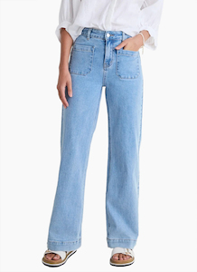 Among the Brave Zoey Light Blue High Rise Wide Leg Pocket Jean