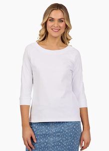 Clothing: Vassalli Boat Neck Top - White