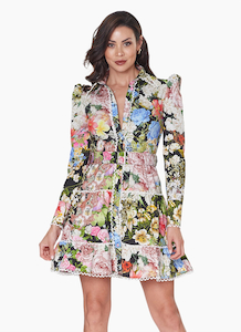 Honey & Beau Romantic flower long sleeve dress