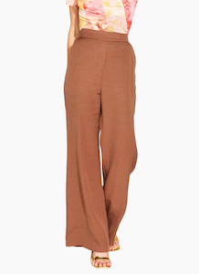 Fate + Becker One And Only High Waisted Wide Leg Flared Pant - Mocha Brown