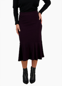 Vassalli Merino Elastic Waist Skirt - Mulberry