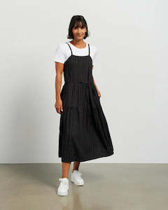 Macey Pinafore | Black Plaid