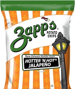 General store operation - mainly grocery: Zapps Hotter n Hot Jalapeno New Orleans Kettle Chips 1oz/28.3g