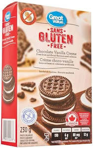 General store operation - mainly grocery: Great Value Chocolate Vanilla Creme Cookies Gluten Free 230g