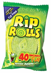 General store operation - mainly grocery: Rip Rolls Green Apple candy 1.4oz/40g