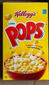 General store operation - mainly grocery: Kelloggs Corn Pops Cereal single serve box 27g