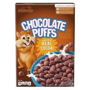 General store operation - mainly grocery: Millville Chocolate Puffs 11.8oz/334g