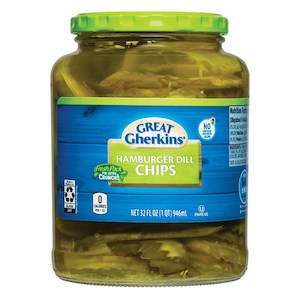 General store operation - mainly grocery: Great Gherkin Hamburger Dill Chips 32floz/946ml