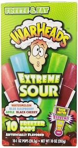 Warheads Extreme Sour Freezer Pops 10pk@1oz/283.5g