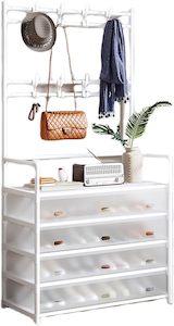 Brand New Multifunctional Shelf Storage Rack Shoes Rack and Cloth Hanger Black w…