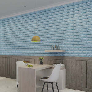 Wallpaper Wall Sticker 3D Brick Look Blue Color