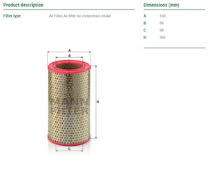 C16153=V-A137 Filter Element