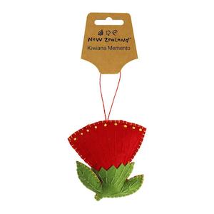 Christmas: Felt Hanging Ornament NZ Pohutukawa 8.5cm