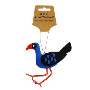 Christmas: Felt Hanging Ornament NZ Pukeko 11.5cm