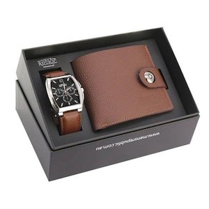 Men's Republic Watch set with Leather Wallet - Brown