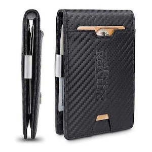 Mens Republic: Men's Republic Faux Leather Wallet Money Clip - Black