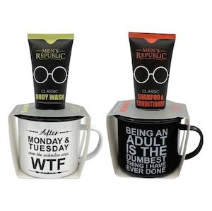 Men's Republic Mug with Grooming Kit (1 Mug with Body Wash / 1 Mug with Sha…