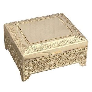 Jewellery Box Square 3" Leaf Gold Finish